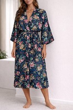 Vintage Victoria  s Secret Floral Paisley Robe Kimono Sleeve Tie Waist One Size