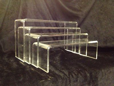 5 MM ACRYLIC PERSPEX CLEAR CABINET RISERS /DISPLAY BRIDGES SET OF 4 ...