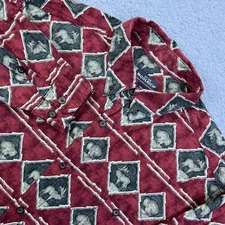 Woolrich Shirt Mens XL Red Claret Buffalo Elk AOP Long Sleeve Button Up Outdoor