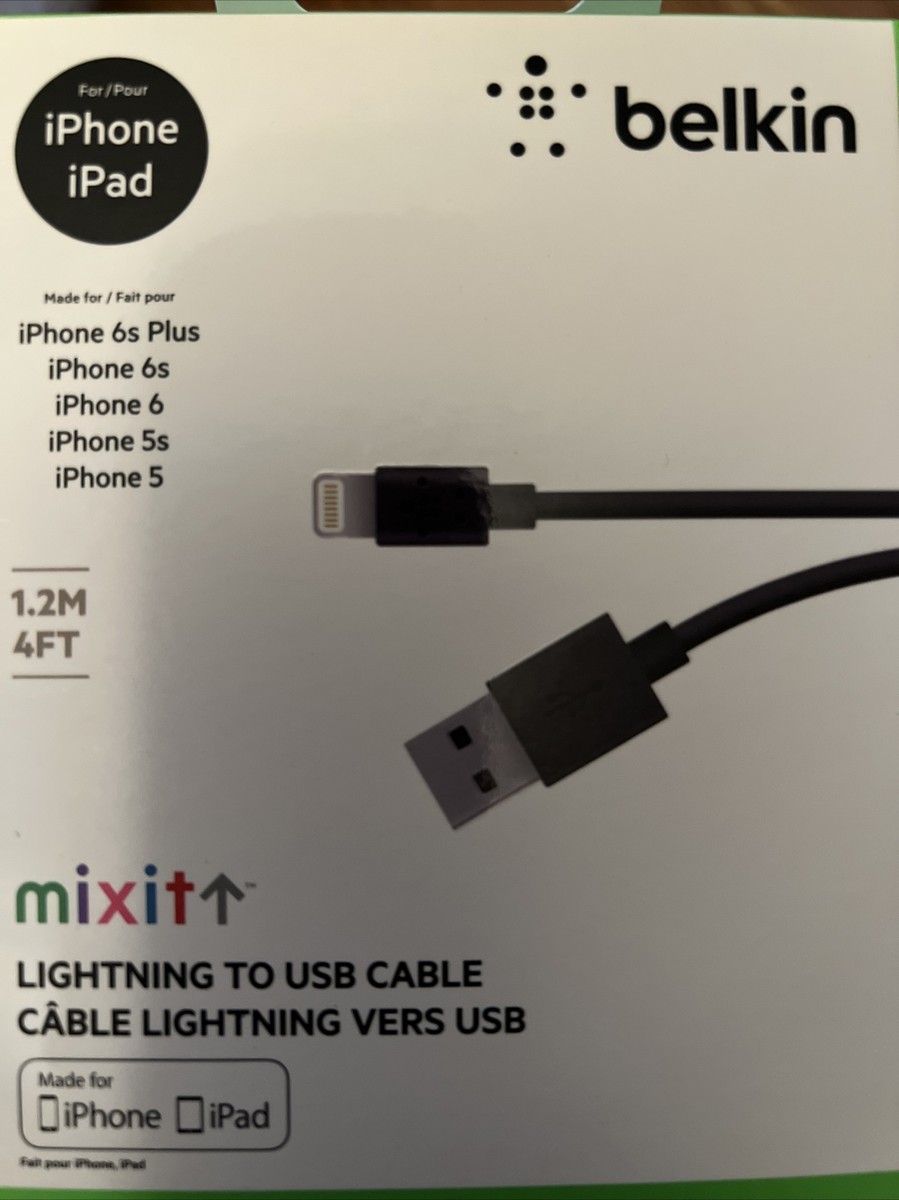 Belkin MIXIT Lightning USB ChargeSync 4ft Black iphone ipad Sealed  MFi-Certified