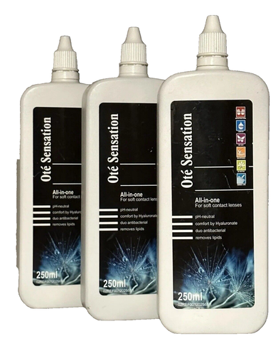 3 x Ote Sensation Contact Lens Solution 250ml New & Sealed