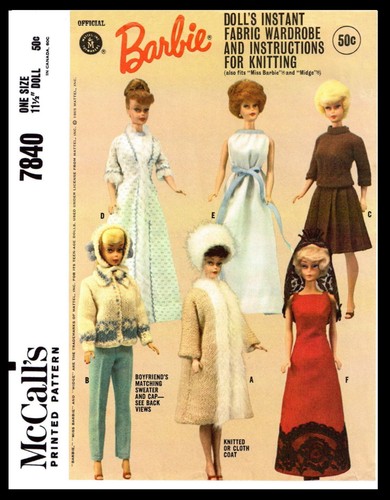 MUÑECA McCall's 7840 Patrón Barbie Midge Coser y Tejer - Imagen 4 de 5