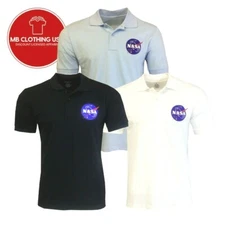 Men's Polo Shirt NASA 5% Spandex-All American Work Wear -Button Polo-Relaxed Fit