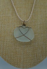 White Clear Sea Glass Pendant: Spherical Shape P 47 