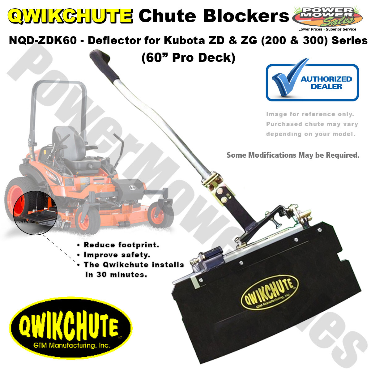 Qwikchute Deflector for Kubota ZD & ZG 200 & 300 (Pro-Deck) 60