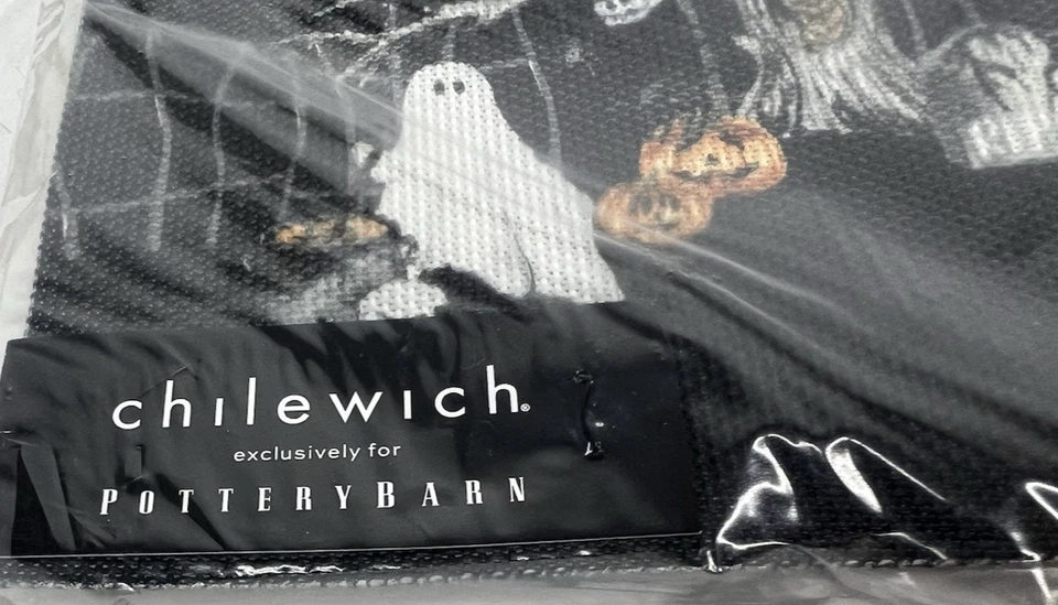 Pottery Barn Chilewich Halloween Place Mats Scary Squad Set 4 Black Ghosts - Image 4 of 4