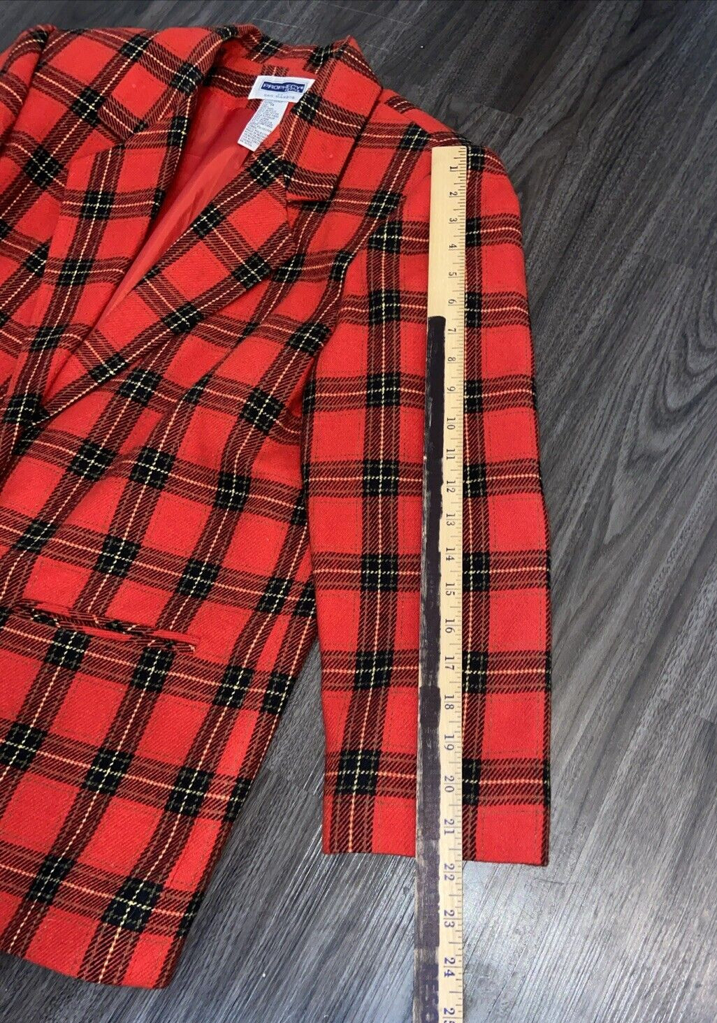 Vintage Prophecy Sag Harbor 90s Plaid Red Black Oversize Blazer Size 14 L/XL image 6