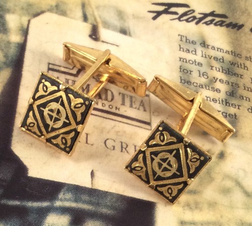 Vintage Jewellery Gold Cuff Links Cufflinks Antique Jewelry Toledo Damascene - Bild 2 von 7