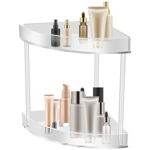 2 Tier Corner Bathroom Counter Organizer Clear Acrylic Corner Countertop} - Picture 8 of 12