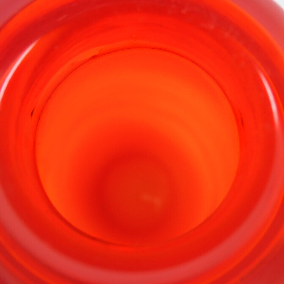 Hand Blown Orange & White Swirl Milk Bottle Art Glass Vase 10.25" Tall