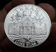 1974 TEXAS the Lone Star State oil rig Longhorn Alamo 925 Silver art round C2146