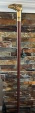 Vintage BRASS EAGLE WOOD CANE Wooden Walking Stick