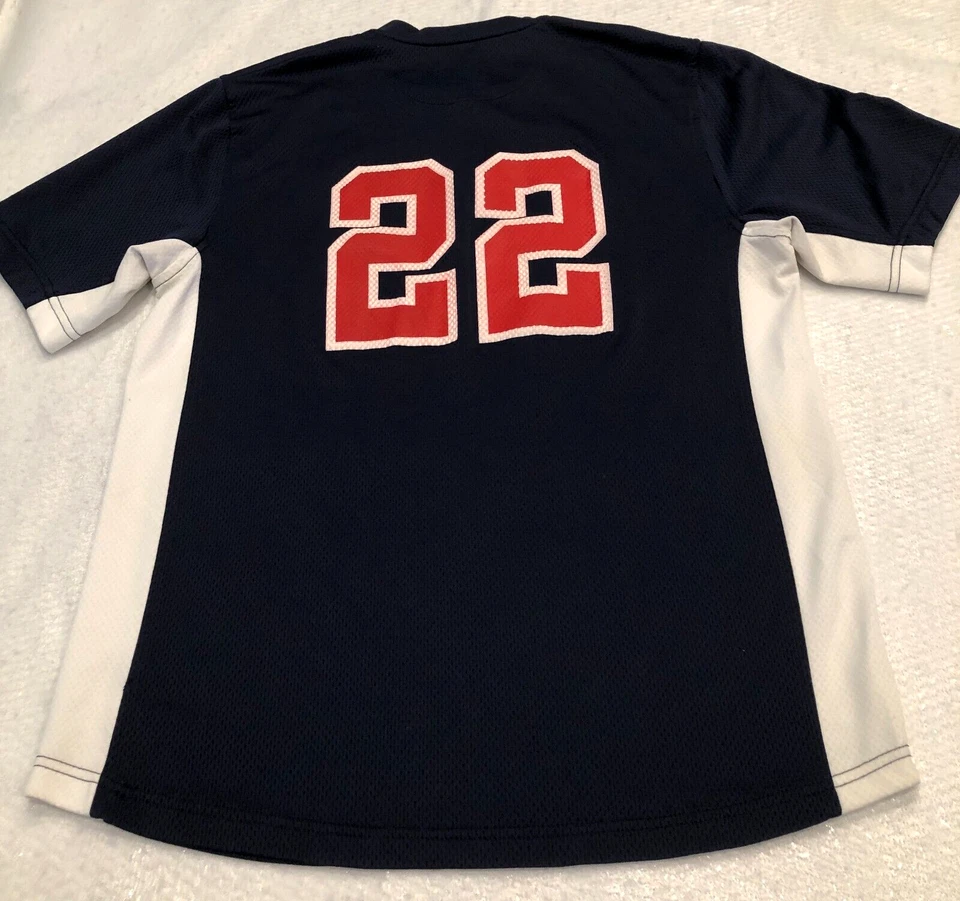 Camisa Jersey Mizuno Drylite Para Hombres Infidelidad #22 Talla M Azul Blanco Manga Corta Foto 3 de 4