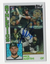 NICK MARTINI Signed Autographed 2019 Topps Series 2 SILVER PACK 1985 Card RC A's