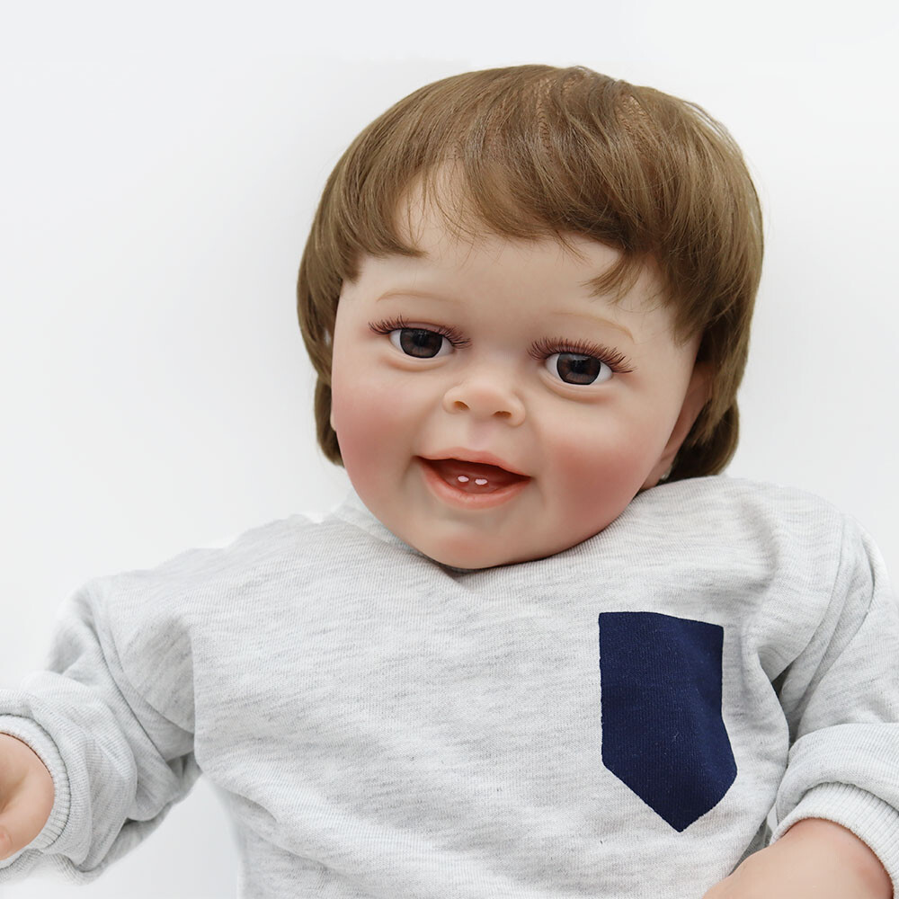 23'' Reborn Dolls Baby Newborn Silicone Cloth Toddler Boy Fake