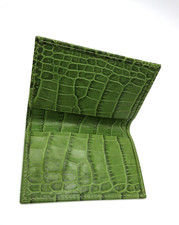 Business Card Credit Card Case Leather Foldover Graphic Image Light Green