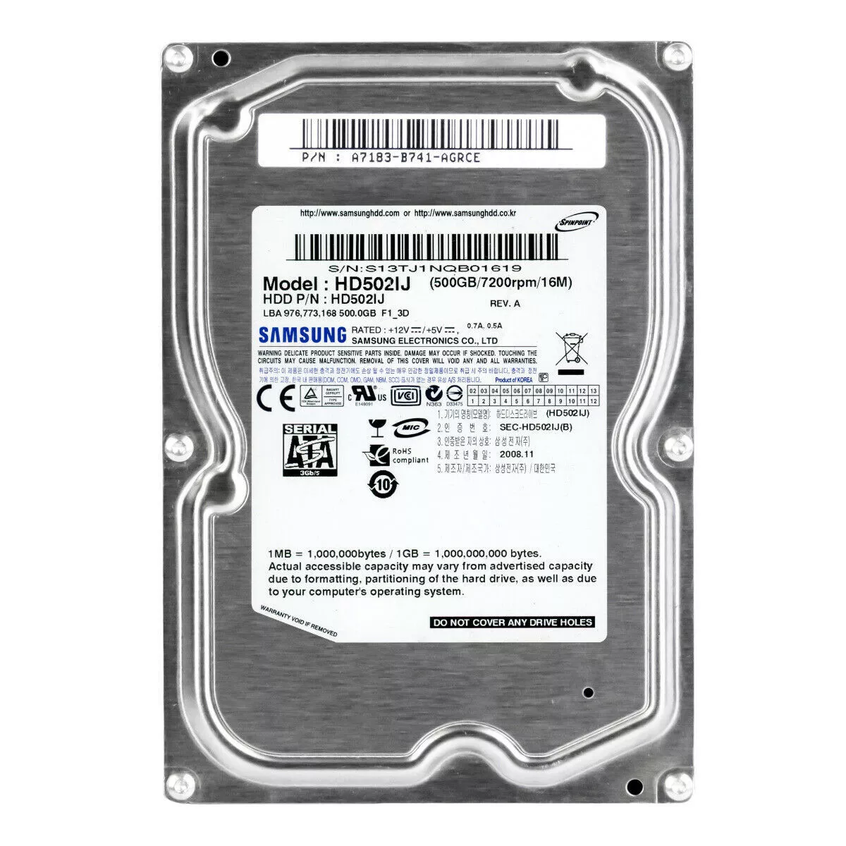 Samsung Spinpoint F1 500GB 7.2K 16MB SATA II 3.5 HD502IJ