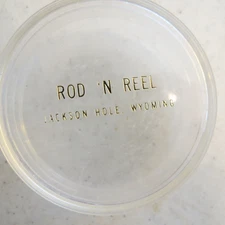 Rod N' Reel Jackson Hole Wyoming Empty Clear Plastic Round Box