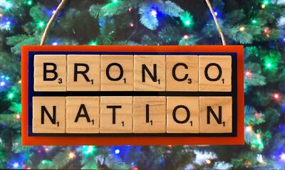 Bronco Nation Denver Broncos Christmas Ornament Scrabble Tiles