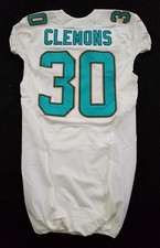 #30 Chris Clemons of Miami Dolphins NFL Game-Issued Road Jersey - 36621