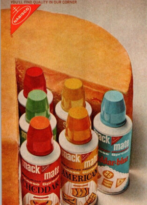 Vintage Ad Nabisco Snack Mate Spray Cheese Can Ritz Crackers Cheddar 1/2 Page