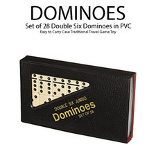 NEW DOMINOES SET OF 28 DOUBLE SIX IN PVC CARRY CASE TRADITIONAL TRAVEL GAME TOY