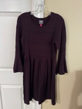 Women's Vince Camuto plum knit, flared long sleeve, fit n flare dress, Medium