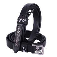 QHP Lupine Stirrup Leathers - Black with Silver Sparkle Inlay