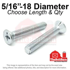 5/16"-18 Phillips Flat Head Machine Screws Bolts Zinc Coarse (Pick Length & Qty)