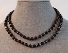 Black Glass Faceted Bead Double Strand Necklace with Earrings — photo 1