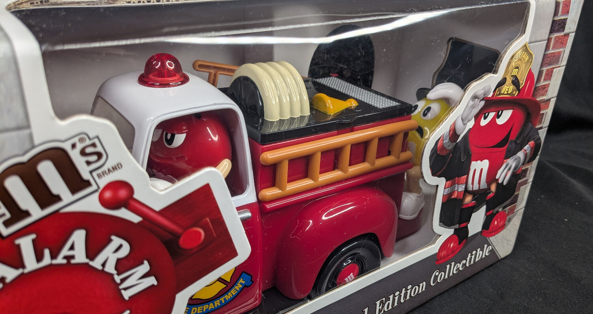 M &m Candy Dispenser Fire Truck RARE Red and Blue M&m for