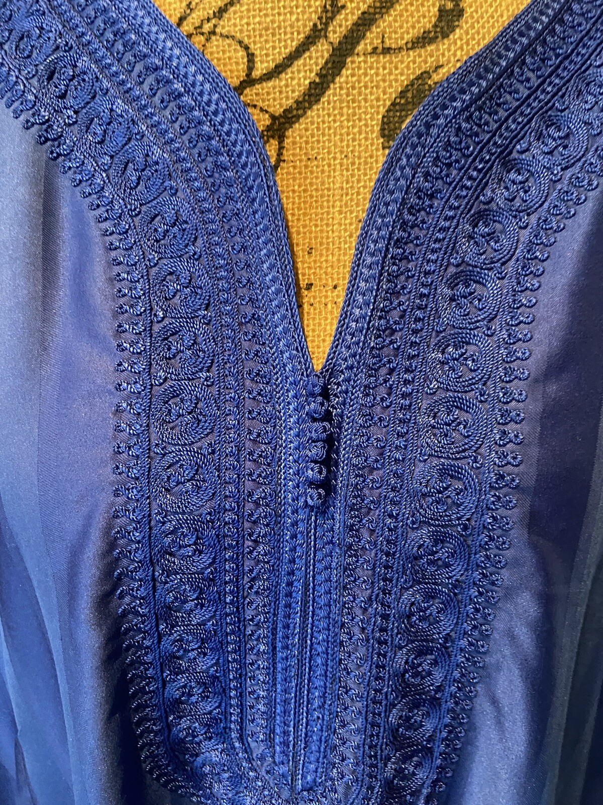 Quality Handmade Solid Royal Blue Embroidered  V-… - image 3