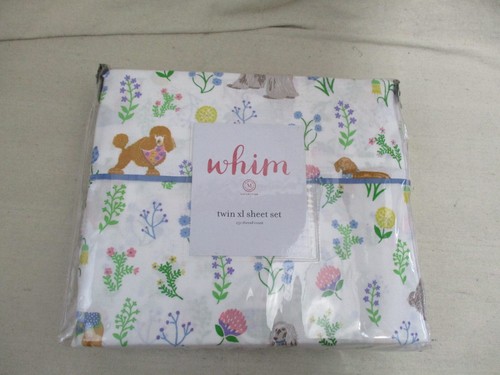 2022 Martha Stewart Whim Twin XL Sheet Set Bark Park Floral Dogs NWT