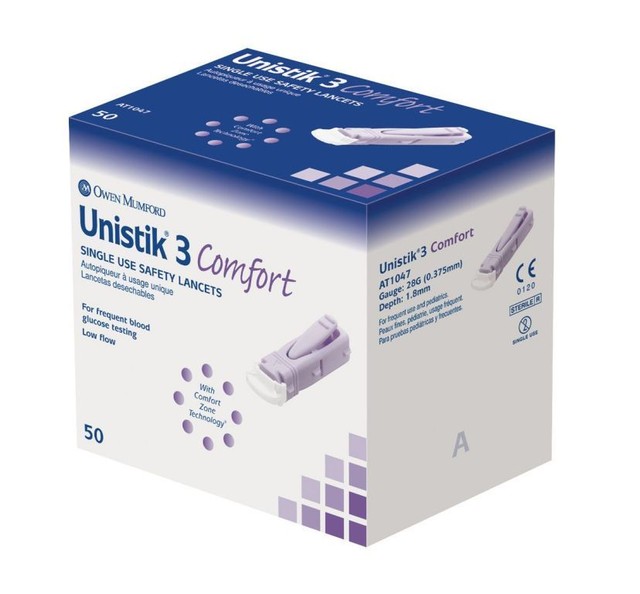 10x Unistik 3 Comfort Purple Lancets Blood Glucose Finger Pricker