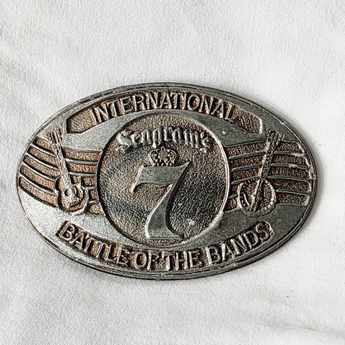 SEAGRAMS 7 WHISKEY 1981 INTERNATIONAL BATTLE OF THE BANDS BELT BUCKLE Vintage OG