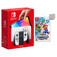 Nintendo Switch OLED with White Joy‑Cons and Super Mario Bros Wonder Bundle