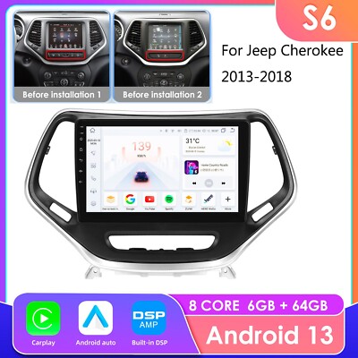 10.1'' For Jeep Cherokee 2013-2018 Android GPS Stereo Radio Carplay BT 6+64GB DSP