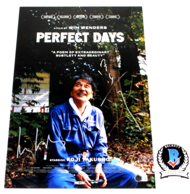 WIM WENDERS KOJI YAKUSHO SIGNED 'PERFECT DAYS' 12x18 MOVIE POSTER