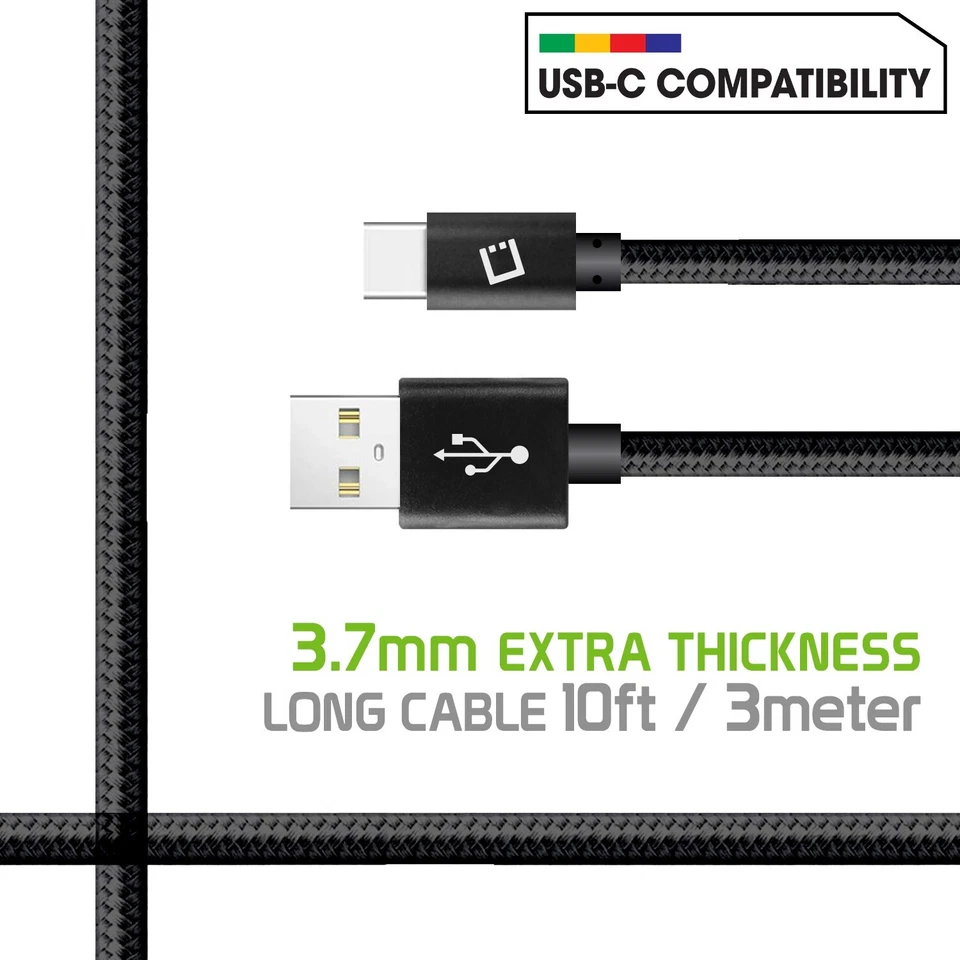 Cellet 10 Feet Braided USB-C Cable Compatible with iPhone 16/15 / Galaxy & more - Image 3 of 4