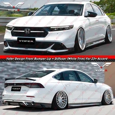 For 23-25 Honda Accord Yofer Front Bumper Lip + Rear Diffuser - Pearl White Trim
