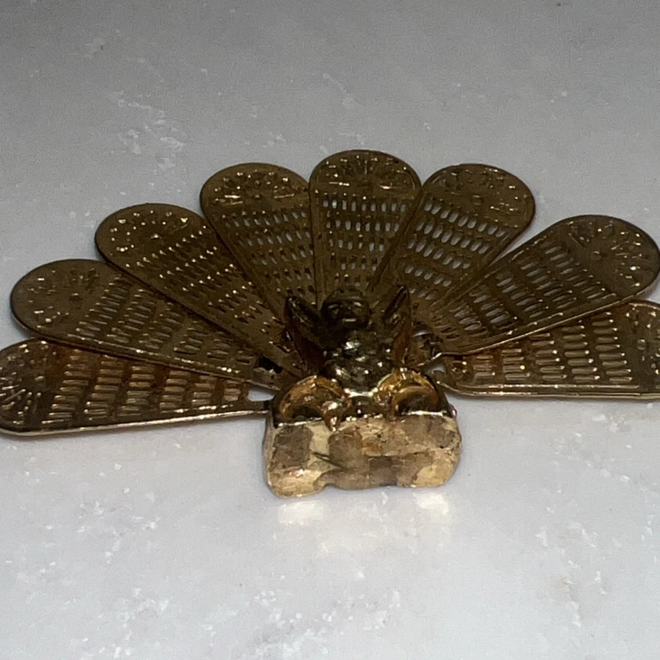 Latón Grifo Pavo Real Chimenea Ventilador Pantalla Cubierta Casa de Muñecas Miniatura Elegante Foto 3 de 3