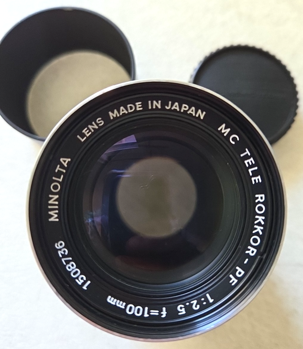 Minolta MC Tele Rokkor-PF 100mm f/2.5 Telephoto MF camera Lens w