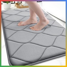 Bath Mat Memory Foam 30x20 Grey Soft Absorbent Non Slip Bathroom Rug