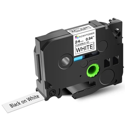 ENTERPRISEPARTNER Compatible with Brother TZ-FX251 Flexible ID Label Tape Black on White 24mm