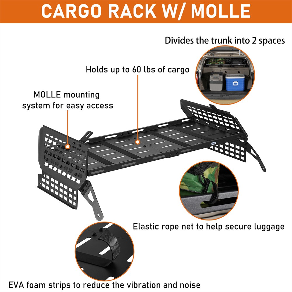 Hooke Road Rear Window Molle Panel& Interior Cargo Rack for 03-09 Toyota 4Runner