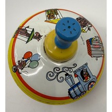 Vintage Ohio Art Tin Litho Spinning Top Circus Train Animals Toy 304 1 179 USA