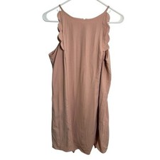 Ann Taylor Women's Size 12 Petite Sleeveless Shift Dress Dusty Rose Pink Scallop