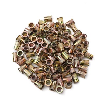 100pcs M6 Rivet Nuts, Zinc Plated Finish Carbon Steel Flat Head Rivnut Thread...