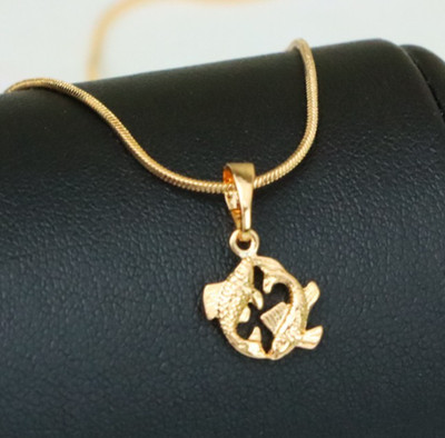Artistic Dual Fish Charm, XPPT1473 Pisces Zodiac Rose Gold Pendant