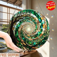 Rainbow Tree of Life   Stained Glass Window Hanging   Earth Element A